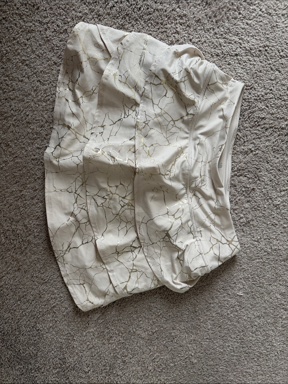 Ideology Cream Athletic Skort with Gold Marble Print